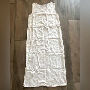 The White House White Pre Shrunk 100% Linen Sleeveless Side Slit Tunic Dress - S